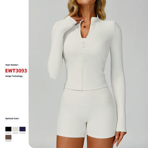 Chaqueta de yoga delgada con cuello levantado roscado GCWAVE chaqueta de fitness deportiva para correr al aire libre a prueba de viento - Product Image 1