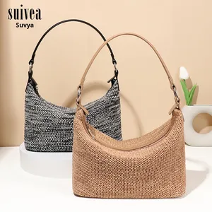 高端流浪汉拉菲草沙滩包春夏新款手提肩饺子包，带拉链封口涤纶衬里 - Product Image 2