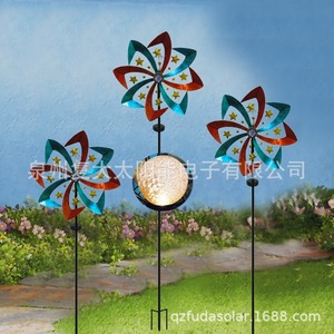 Lampe solaire de jardin en forme de moulin à vent, LED, piquet métallique décoratif, résistante à l'eau, garantie 2 ans - Product Image 2