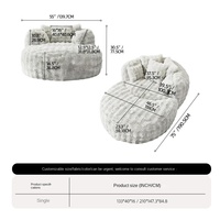 Canapé pouf en velours côtelé à poils longs avec mousse compressée, canapé tatami 2 en 1 pour petits espaces, canapé inclinable, canapé en tissu minimaliste