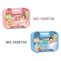 Ensemble 11 pièces de salon de coiffure pour enfants, jouet de jeu de rôle en PVC souple avec boîte de rangement, kit de coiffure pour les tout-petits de 24 mois et plus