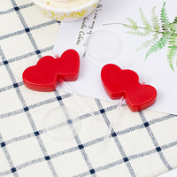 Bougies d'anniversaire rouges en forme de double cœur, en cire de paraffine, avec supports, pour décorations de gâteaux de mariage et d'anniversaire