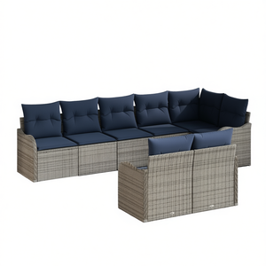 Ensemble de canapés de jardin en polyrotin gris 8 pièces, mobilier d'extérieur, coussins imperméables, design contemporain - Product Image 1