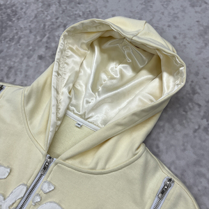 เสื้อมีฮู้ดมีซิปสไตล์สตรีทแวร์เสื้อมีฮู้ดผ้าปะเย็บปะมีซิปขนาดใหญ่พิเศษปักลายแบบพรีเมียม - Product Image 3