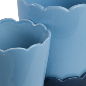 Pots de fleurs en céramique à bord festonné, design émaillé brillant, jardinières pour la décoration intérieure - Product Image 6