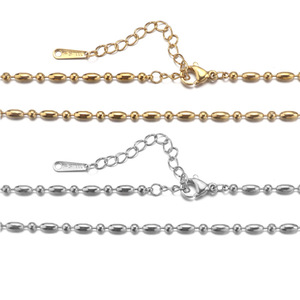 Cadena de cuentas de acero inoxidable con forma de bambú, color oro y plata, 405 piezas, collar básico para joyería de moda. - Product Image 5