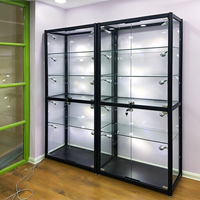 Vitrine de présentation pour figurines de collection avec éclairage LED, présentoir en verre pour figurines d'action, meuble de comptoir pour boîtes mystères, bijoux et jouets