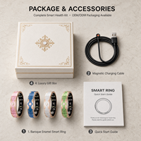 Bague connectée de suivi de santé avec surveillance du rythme cardiaque et du sommeil, étanche IP68, boîtier en acier inoxydable, contrôle via application pour Android/iOS