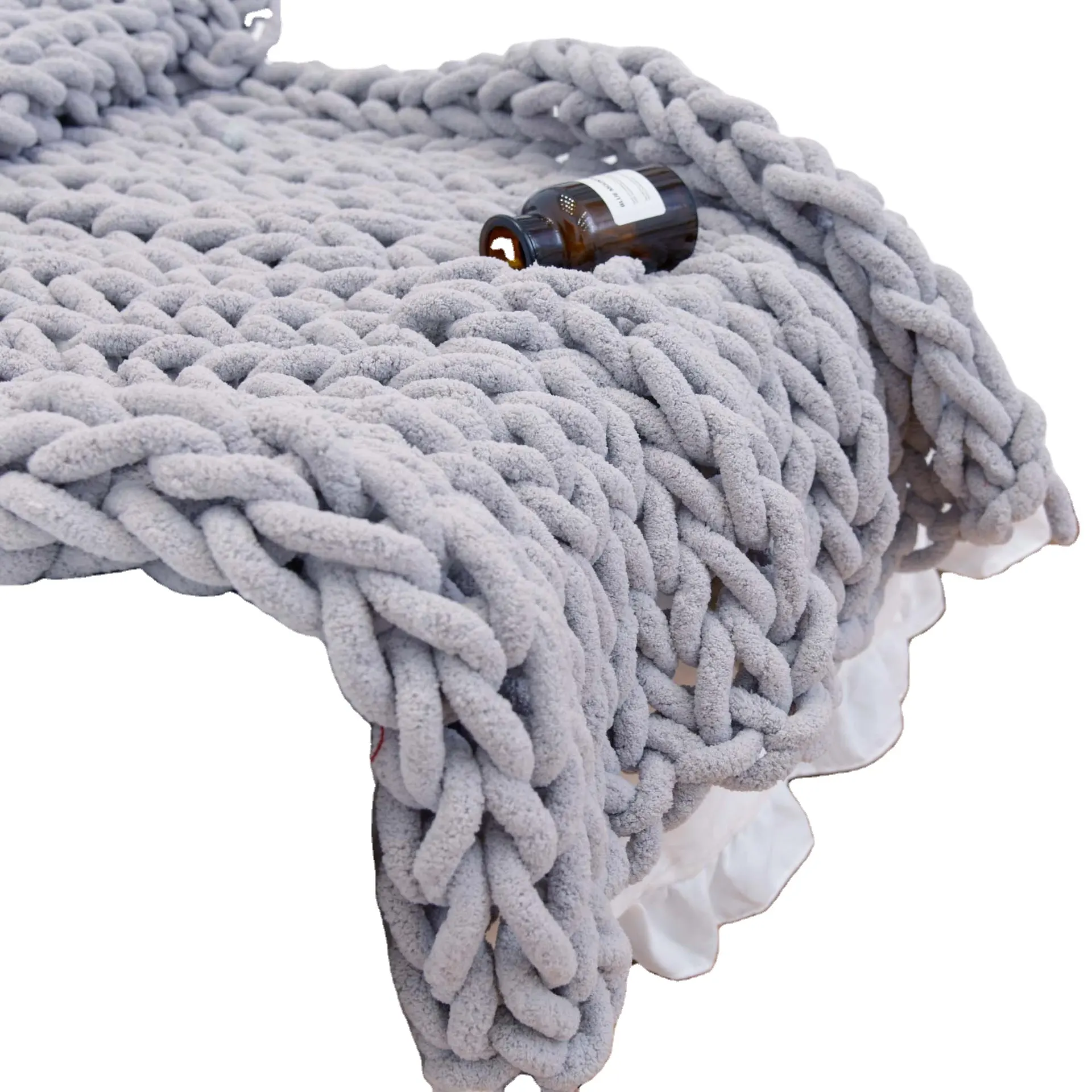 Горячая Распродажа, ручная вязка, великолепное плетеное грубое вязаное одеяло, удобное одеяло, постельное белье, мягкое одеяло с Синель-нитью