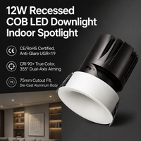 Spot encastré au plafond anti-éblouissement 12W UGR19 COB, découpe de 75 mm, downlight LED en aluminium LP-AJ7592ARC-NR-0-1