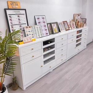 Mueble de Exhibición para Salón de Uñas, Estilo Nórdico Blanco, con Cajones para Almacenamiento de Esmalte y Pegamento - Product Image 2