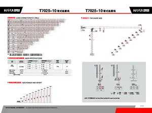 HUBA Flat Top Tower Crane T7025-10 Topless Tower Crane 10ton 70m Construction Lifting