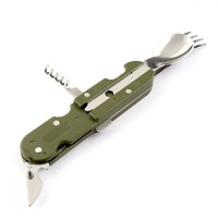 Ensemble couteau, fourchette et cuillère pliable de camping Couteau de poche multifonctionnel en acier inoxydable avec démontage pour les repas en plein air