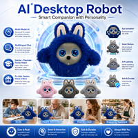 Robot de bureau IA Xkoen XkoenPro en peluche avec chat multilingue, animation des yeux et interaction vocale pour enfants, seniors et usage domestique