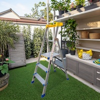 Échelle plateforme moderne légère certifiée EN131 à 3 marches antidérapante pour intérieur/extérieur avec plateau porte-outils mural décoratif