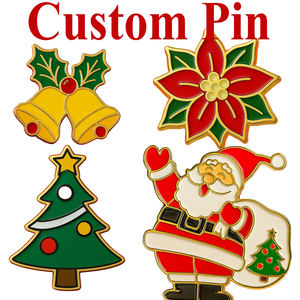 Broche et Épingle de Revers en Émail Personnalisées en Gros pour Fabricants, Motif Renne, Fleur, Arbre, Chapeau, pour Boîte Cadeau de Luxe Joyeux Noël - Product Image 1