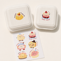 Autocollants personnalisés en papier couché à motif dessin animé, étiquettes alimentaires Kawaii imperméables, adhésifs, découpés à la forme pour emballages de desserts, gâteaux et boîtes cadeaux