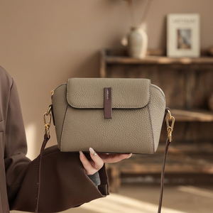 Women's Genuine Leather Crossbody Shoulder Bag <b>Small</b> Zipper <b>Purse</b> Textured Flap Lichee Pattern up 1L Capacity for Daily Commute - Product Image 5