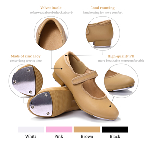UE et États-Unis en stock vente en gros de chaussures de claquettes en cuir à sangle <span class=keywords><strong>facile</strong></span> chaussures de danse en PU brillant chaussures de claquettes pour femmes et hommes - Product Image 5