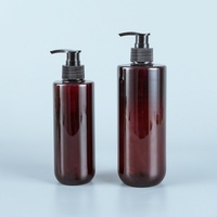 Bouteille de lotion en plastique PET ronde à fond bombé personnalisée de 300 ml et 500 ml, emballage pour shampooing et soins de la peau, bouteille de lotion pour hôtel