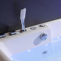Moderna Bañera de Hidromasaje Familiar Rectangular con 20 Boquillas, Termostato Independiente y Luces de Arcoíris para Baño de Villa u Hotel