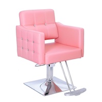 Nouveau design de fauteuil de barbier en cuir synthétique avec pompe hydraulique, pivotant moderne, base ronde rose robuste