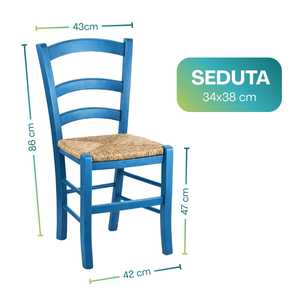 เก้าอี้ไม้สีขาวสไตล์คันทรีพร้อมเบาะฟาง 43x42x86 ซม. แข็งแรงทนทานแบบดั้งเดิมสำหรับบ้านและห้องครัว - Product Image 2