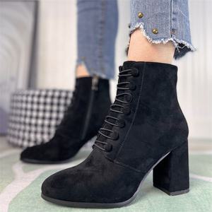 Scarpe da donna stivaletti con cordino elastico bianco da donna spesso con <span class=keywords><strong>stivali</strong></span> <span class=keywords><strong>stivali</strong></span> con cerniera - Product Image 4