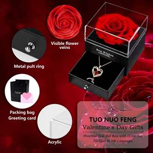 2026 Bestseller Valentinstag Getrocknete Blumen Ewige Rose Schmuck-Geschenkbox Konservierte Rose für Freundin Frauen Neujahrsgeschenk - Product Image 2
