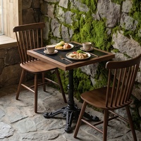 Tables et chaises carrées en bois massif de noyer vintage, mobilier romantique pour restaurants pour couples