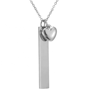 Roestvrijstalen Blanco Bar Ketting Op Maat Gemaakte Gravable Naam Kleine Gouden Ketting Hartvorm Charme