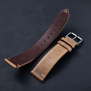 Bracelet de montre en cuir véritable huilé et ciré 18mm 19mm 20mm 21mm 22mm, souple, cousu, en cuir de veau vintage - Product Image 4