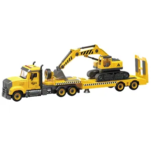 男孩工程运输摩擦车卡车玩具汽车惯性Diy拆卸汽车运输车半卡车拖车玩具