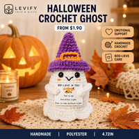 Poupée fantôme en crochet d'Halloween, amigurumi fait main en peluche polyester, cadeau de soutien émotionnel, vente en gros, décoration d'intérieur pour apaiser l'esprit et le bureau
