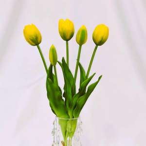 Nouvelle Arrivée 2026 – Fleurs de tulipes artificielles « Real Touch » 40 cm en caoutchouc souple, blanches et roses, pour la décoration de la maison et de mariages - Product Image 4