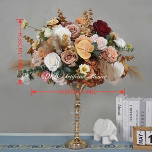 <span class=keywords><strong>DKB</strong></span> Maßgefertigte Goldene 50cm Große Seiden-Naturblumen Hochzeitstisch-Dekoration Handgemachte Künstliche Rosen-Blumenkugel - Product Image 3