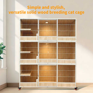 Grande <span class=keywords><strong>cage</strong></span> d'élevage pour chats à trois niveaux avec <span class=keywords><strong>design</strong></span> en bois écologique et imperméable pour usage domestique - Product Image 2