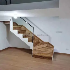 Escaliers en bois massif d'intérieur et Commercial, dessins d'escaliers incurvés en acier inoxydable, chemin en verre pour escaliers, pièces