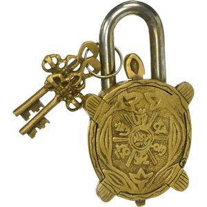 PARIJAT HANDICRAFT Two-<b>Keys</b> Brass Turtle Padlock Functional Garden <b>Lock</b> Beautiful 5.5 Inch 3x0.6x5.5 Inches - Product Image 1