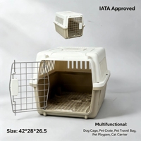 Cage de transport pour chien et chat pour voiture et usage domestique, cage en plastique rigide durable avec porte en maille métallique, transporteur portable pour animaux de compagnie