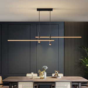 Lámpara Colgante de Acero Inoxidable Dorado, Rectangular Larga, LED 3500K Blanco Cálido, E26, Altura Ajustable, para Techo de Cocina, 5 Años de Garantía - Product Image 6