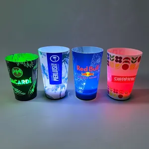 Factory OEM Custom Logo LED Flashing Light Up Drinking Glass 12oz 14oz 16oz Liquid Activated Plastic LED Cup For Bar Night Club