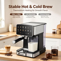 Machine à café expresso Anbolife 15 bars, 1350 W, thermobloc avec manomètre, réservoir d'eau de 1,8 L, GS CE ETL, machine à expresso OEM ODM