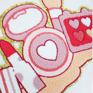 Patchs de broderie en chenille personnalisés de conception cosmétique <span class=keywords><strong>Patch</strong></span> brodé tissé <span class=keywords><strong>pour</strong></span> vêtements Grand <span class=keywords><strong>patch</strong></span> à paillettes <span class=keywords><strong>thermocollant</strong></span> - Product Image 6