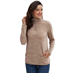 <span class=keywords><strong>Felpa</strong></span> da Donna <span class=keywords><strong>con</strong></span> Zip 1/4, Manica Lunga, Casual, Trendy, Collo Alto, Pullover, Tunica <span class=keywords><strong>con</strong></span> <span class=keywords><strong>Tasche</strong></span>, Giacca <span class=keywords><strong>Felpa</strong></span> Neutra - Product Image 2