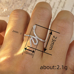 Anello a Forma di Serpente con Diamanti T0313, Montatura Pavé, Anello di Fidanzamento da Donna alla Moda con Pietra Naturale Rotonda - Product Image 4