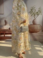 Ensemble 2 pièces élégant fait main de luxe Abaya Dubaï brodé de perles et de sequins, kimono et robe intérieure en satin pour l'Aïd, mariage, fête, motif floral, OEM