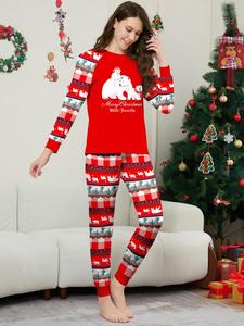 Nouveaux vêtements de Noël imprimés ours thermiques, tenues assorties pour couples <span class=keywords><strong>et</strong></span> ensembles maman-enfant, design de pyjama de fête - Product Image 2