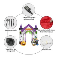 Ornement de jardin décoratif lumineux, château gonflable d'Halloween, sorcière, citrouille et arche fantôme gonflable avec lumières LED
