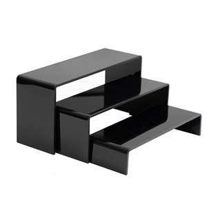 Exhibidor Acrílico Negro de 3 Niveles, Estante Escalonado para Coleccionables, Cosméticos y Perfumes - Product Image 1